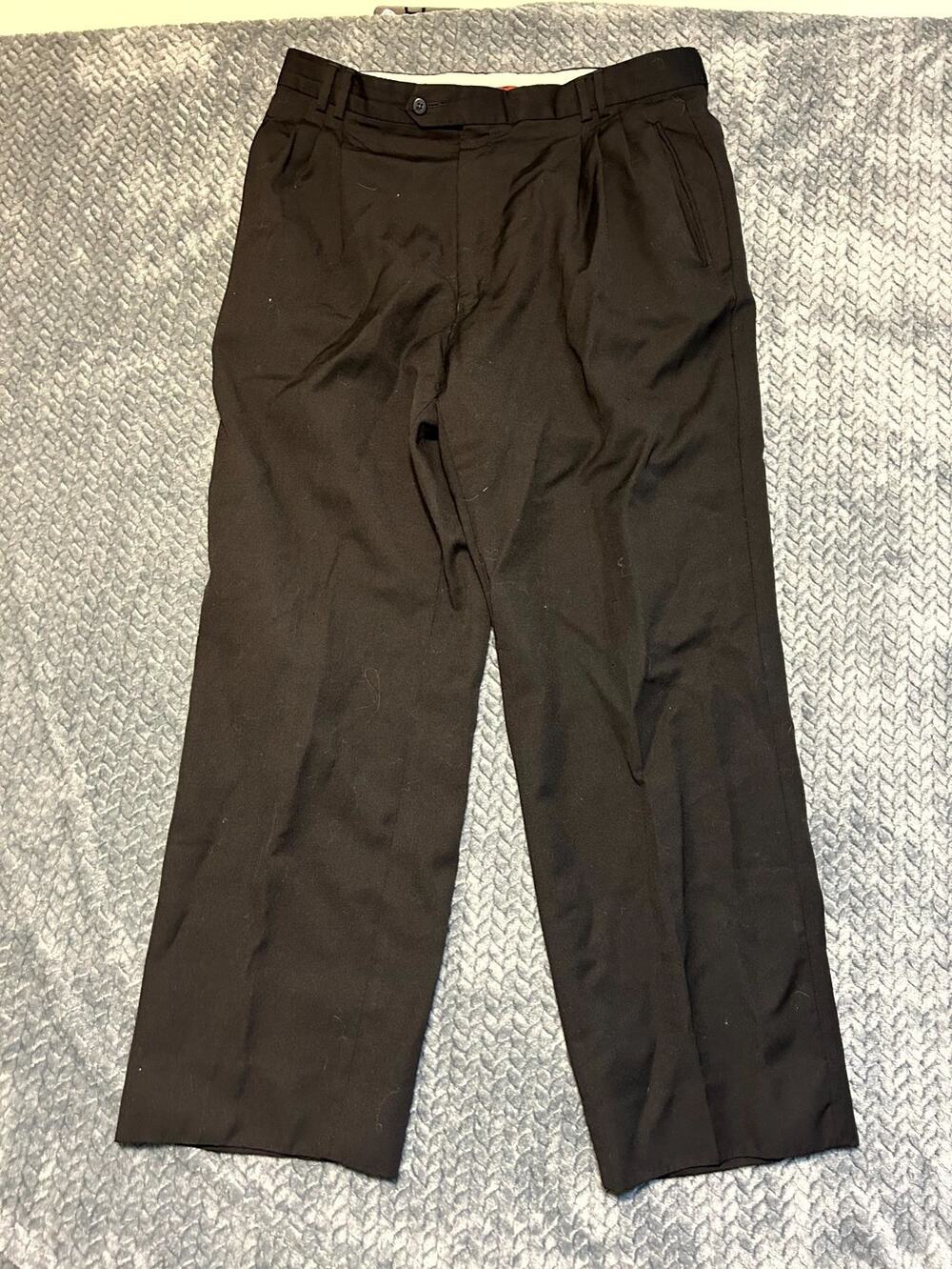 Louis Raphael Dress Pants Mens 36 Black Pure Wool Straight Leg Business Formal